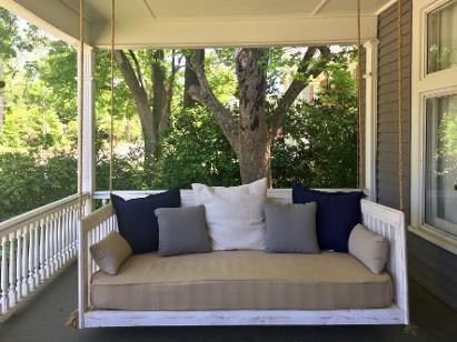  porch bed, hanging bed, swing bed, bed for porch, atlanta porch bed