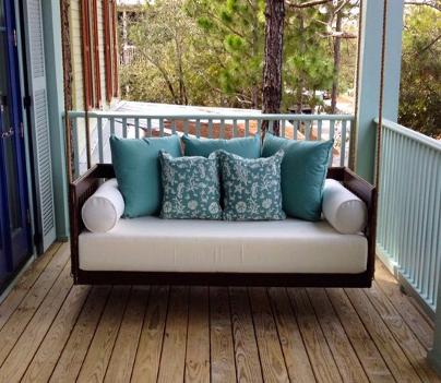  porch bed, hanging bed, swing bed, bed for porch, atlanta porch bed