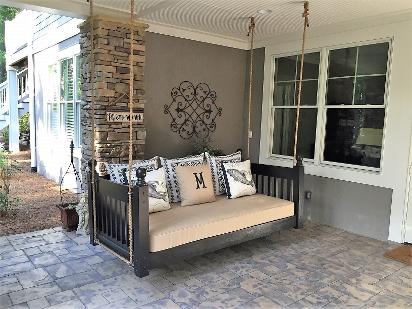  porch bed, hanging bed, swing bed, bed for porch, atlanta porch bed