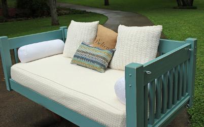  porch bed, hanging bed, swing bed, bed for porch, atlanta porch bed